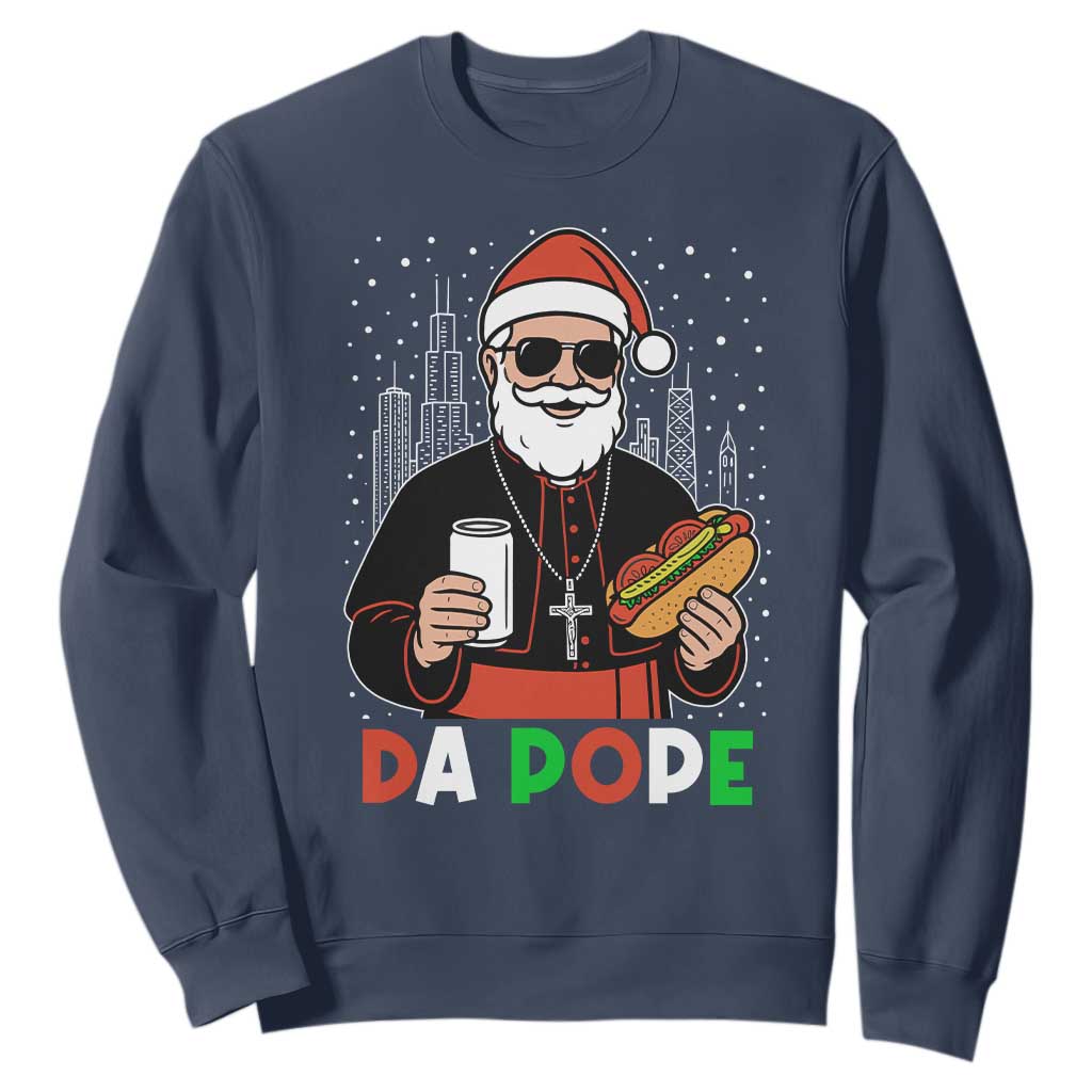 Pope Leo XIV Christmas Sweatshirt Cardinal Robert Prevost Santa Chicago TS11 Navy Print Your Wear