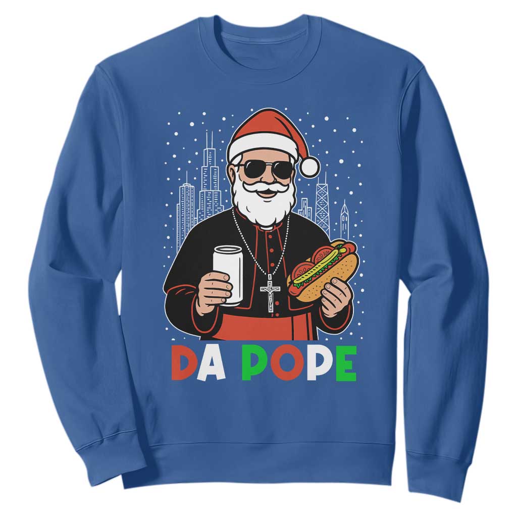 Pope Leo XIV Christmas Sweatshirt Cardinal Robert Prevost Santa Chicago TS11 Royal Blue Print Your Wear