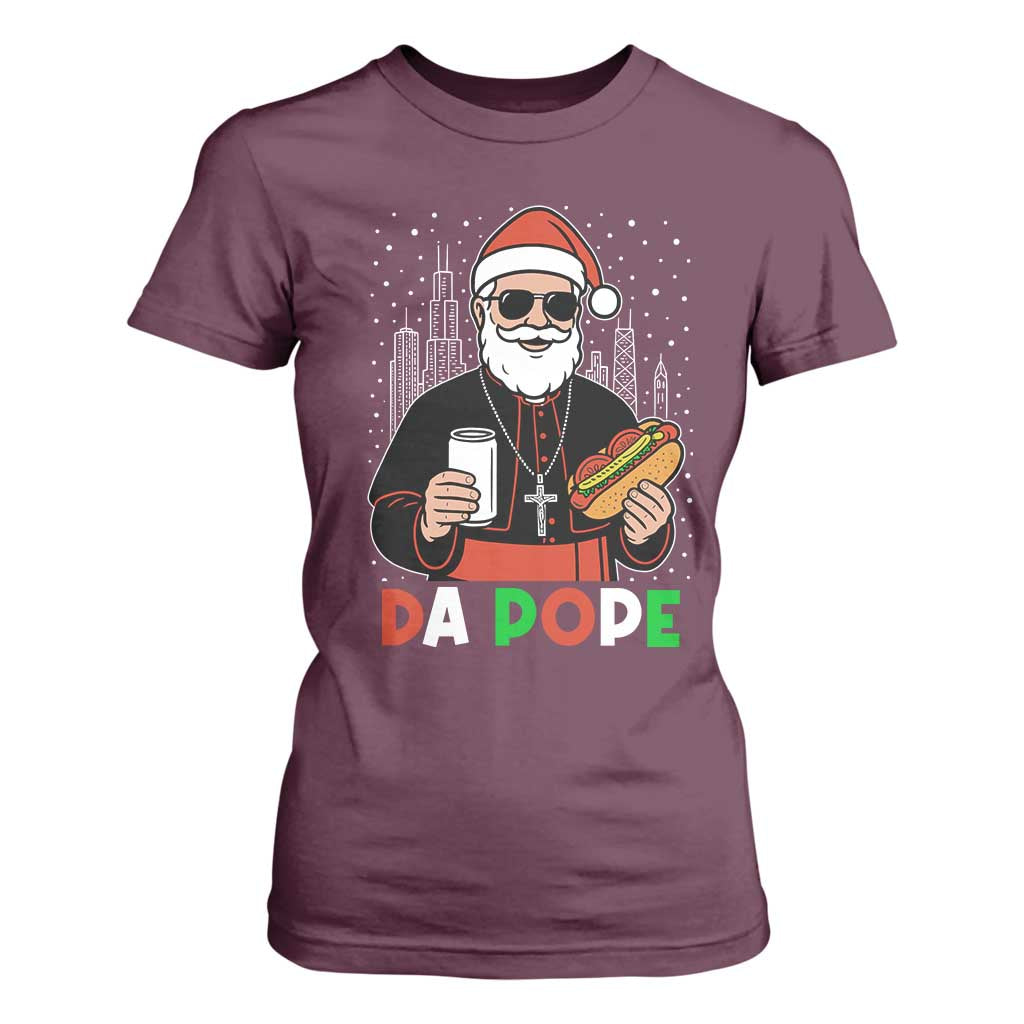 Pope Leo XIV Christmas T Shirt For Women Cardinal Robert Prevost Santa Chicago - Print Your Wear