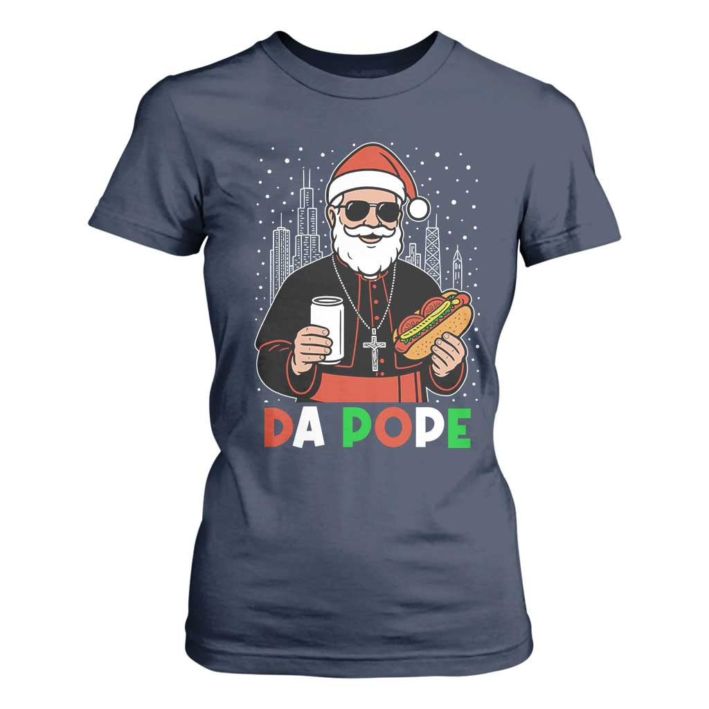 Pope Leo XIV Christmas T Shirt For Women Cardinal Robert Prevost Santa Chicago TS11 Navy Print Your Wear