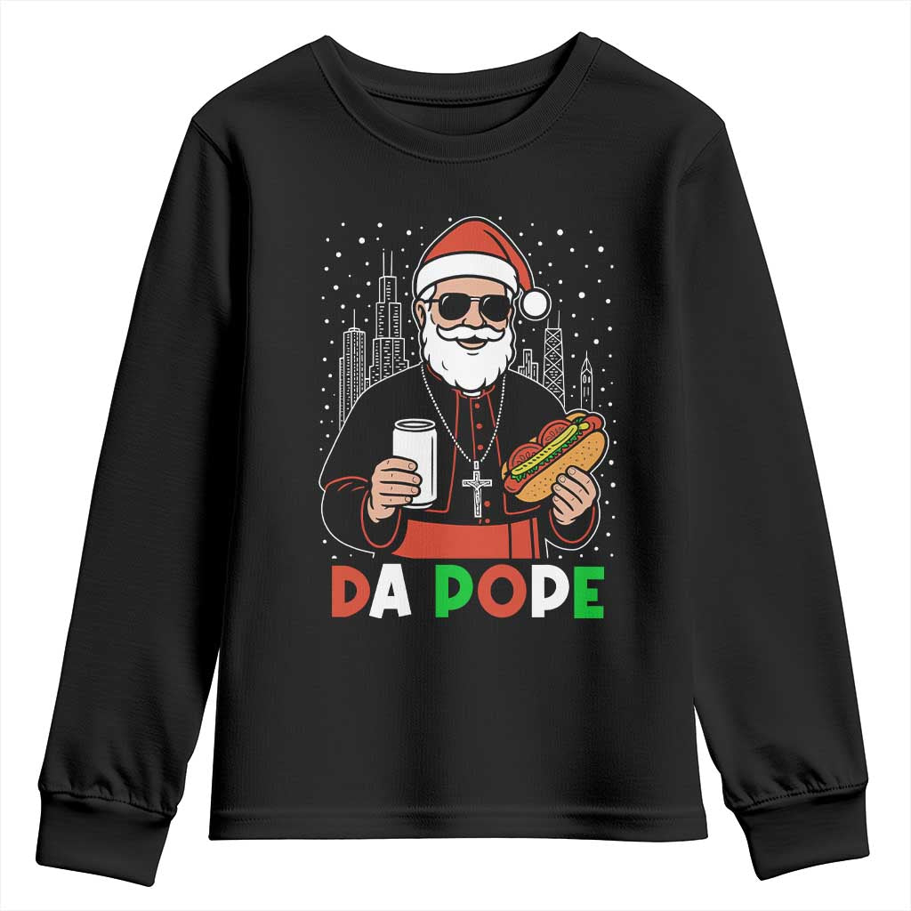 Pope Leo XIV Christmas Youth Sweatshirt Cardinal Robert Prevost Santa Chicago - Print Your Wear