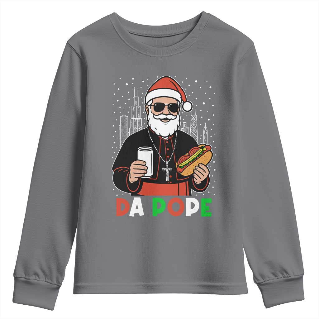 Pope Leo XIV Christmas Youth Sweatshirt Cardinal Robert Prevost Santa Chicago - Print Your Wear