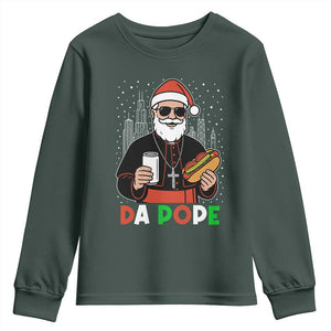 Pope Leo XIV Christmas Youth Sweatshirt Cardinal Robert Prevost Santa Chicago TS11 Dark Forest Green Print Your Wear