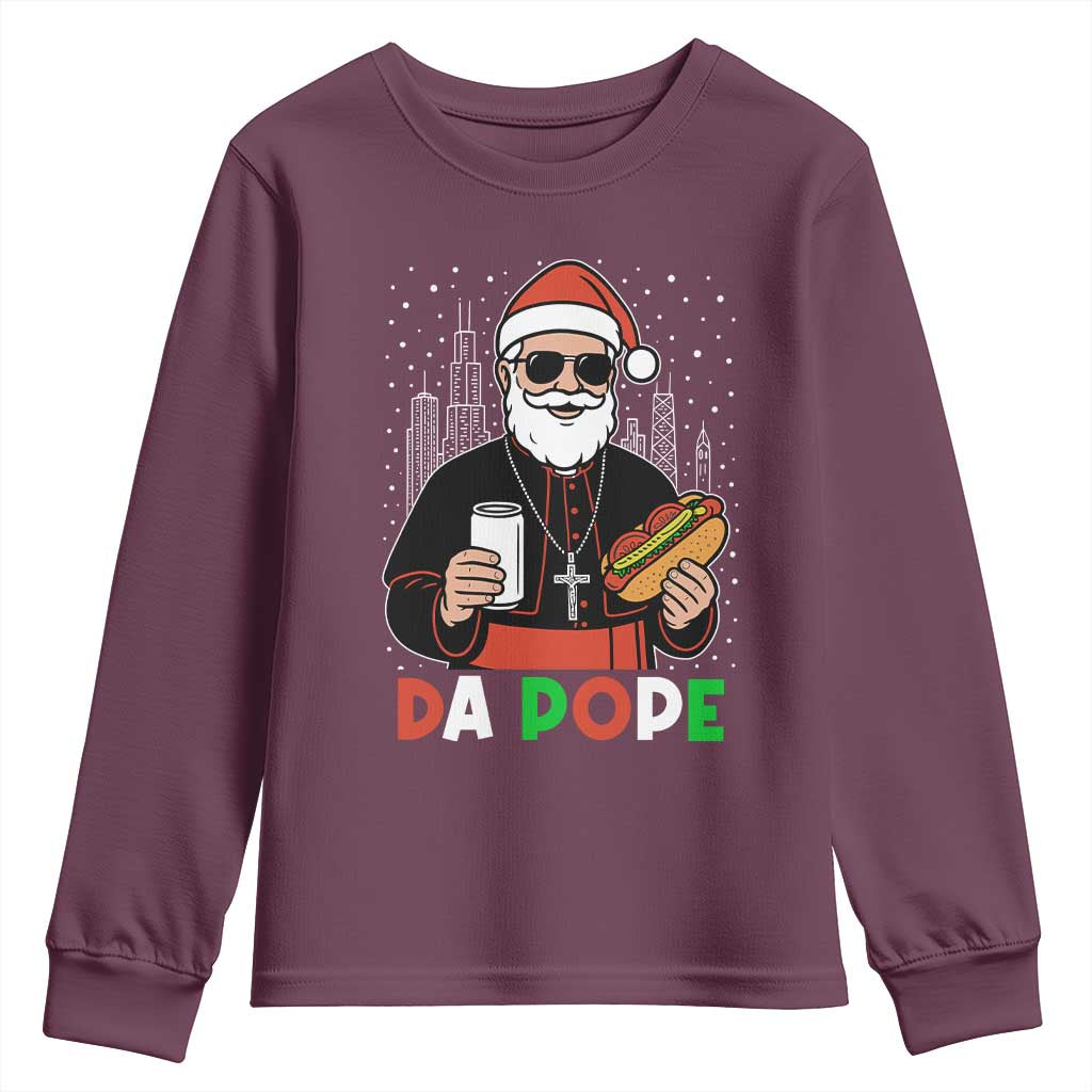 Pope Leo XIV Christmas Youth Sweatshirt Cardinal Robert Prevost Santa Chicago TS11 Maroon Print Your Wear
