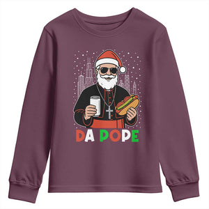 Pope Leo XIV Christmas Youth Sweatshirt Cardinal Robert Prevost Santa Chicago TS11 Maroon Print Your Wear