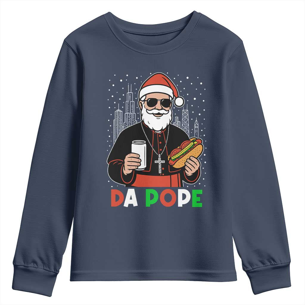 Pope Leo XIV Christmas Youth Sweatshirt Cardinal Robert Prevost Santa Chicago TS11 Navy Print Your Wear