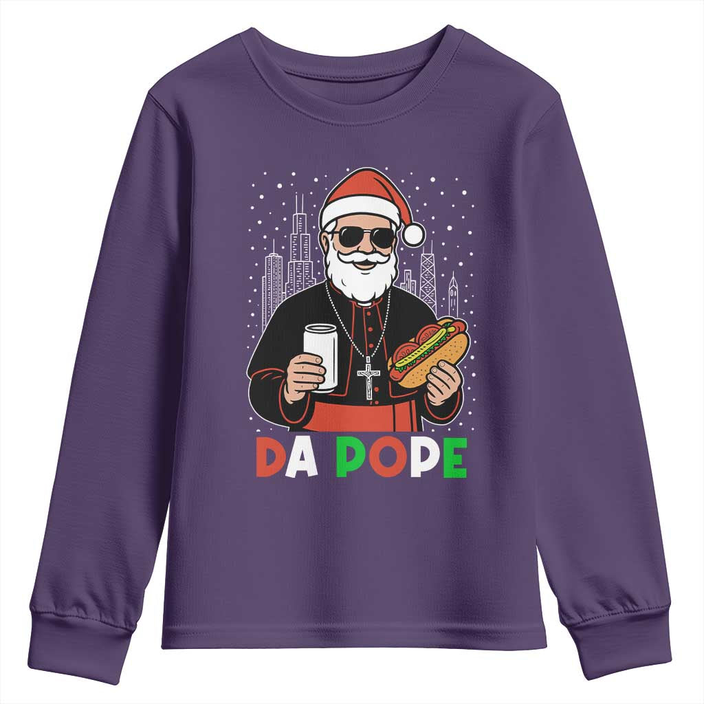 Pope Leo XIV Christmas Youth Sweatshirt Cardinal Robert Prevost Santa Chicago TS11 Purple Print Your Wear