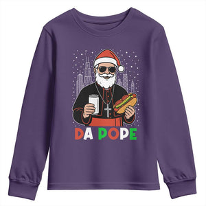 Pope Leo XIV Christmas Youth Sweatshirt Cardinal Robert Prevost Santa Chicago TS11 Purple Print Your Wear