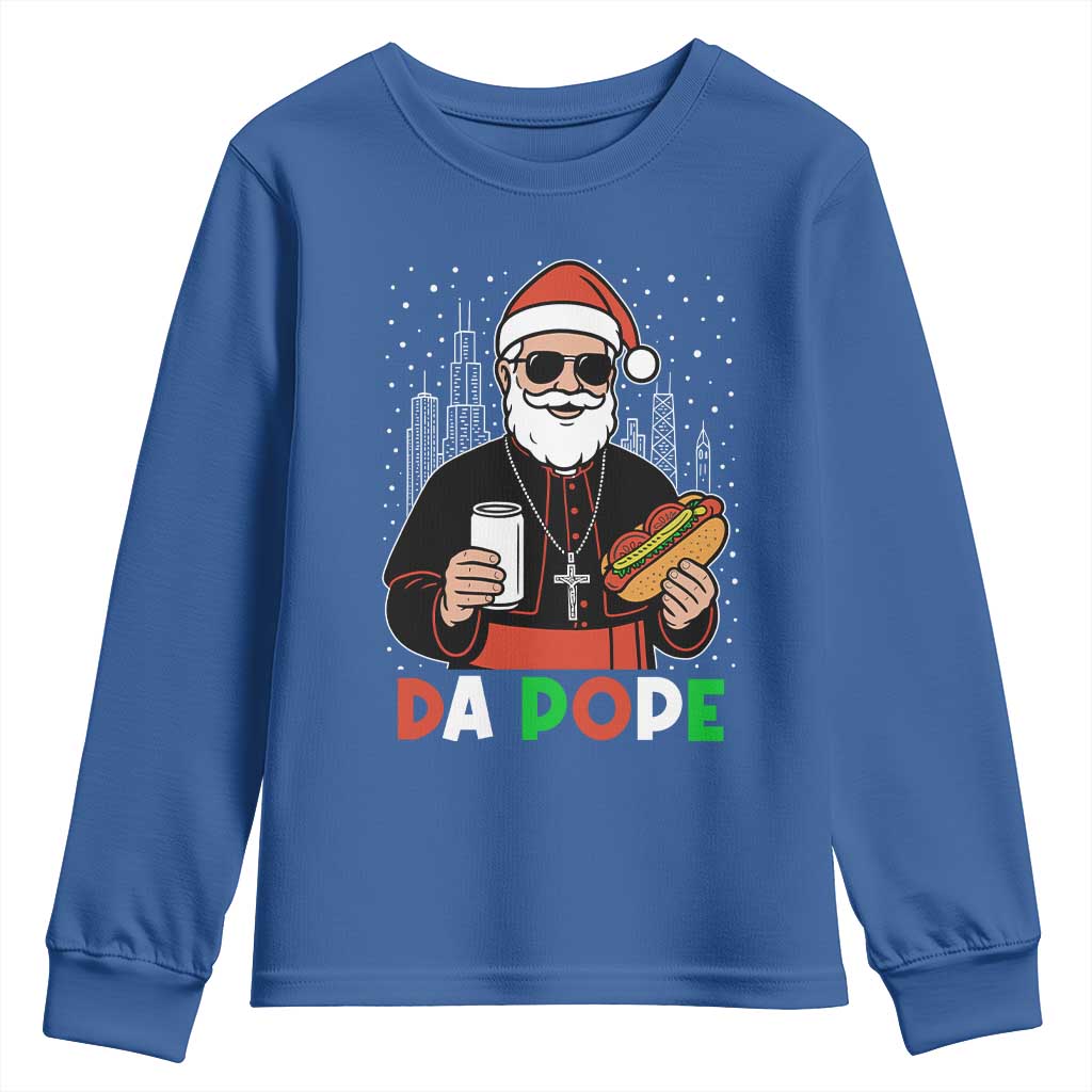 Pope Leo XIV Christmas Youth Sweatshirt Cardinal Robert Prevost Santa Chicago TS11 Royal Blue Print Your Wear