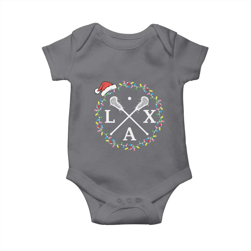 Funny Christmas Lacrosse Lax Stick Santa Hat Baby Onesie TS11 Charcoal Print Your Wear