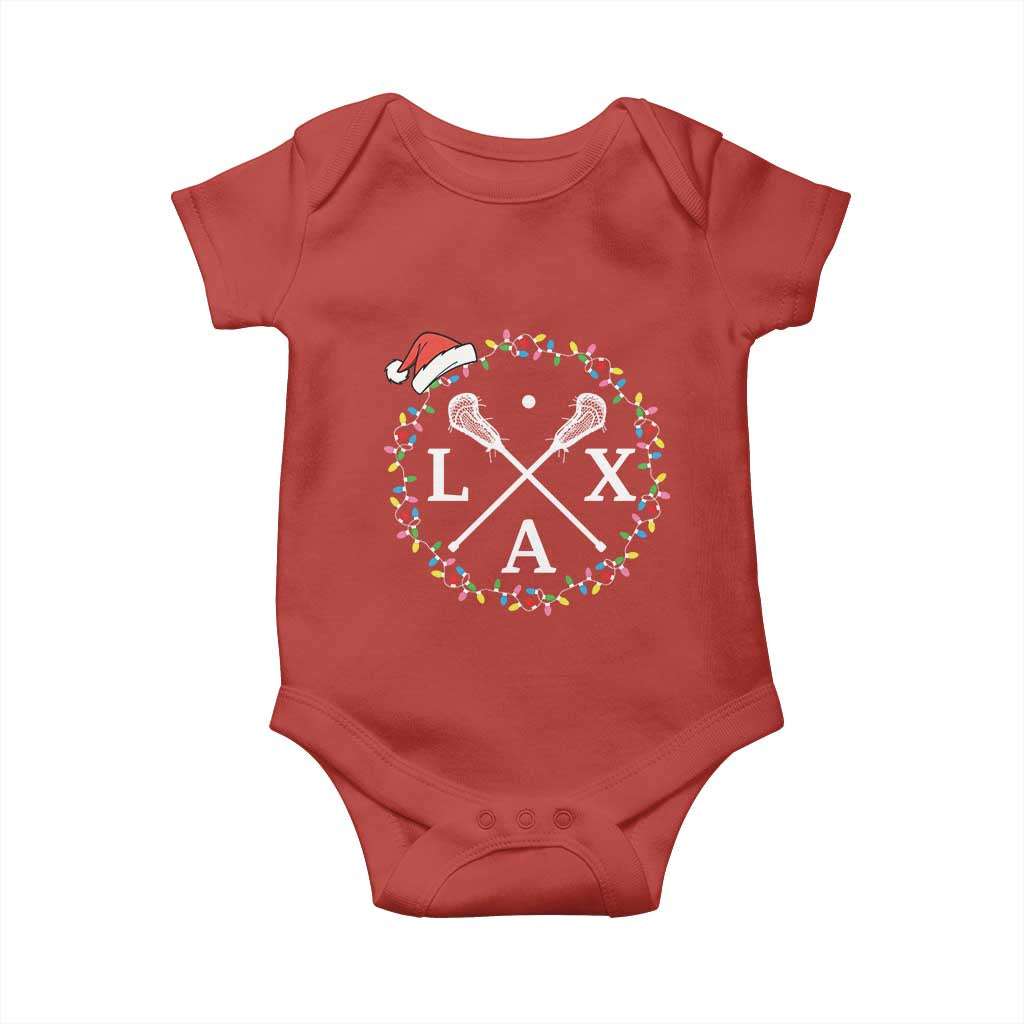 Funny Christmas Lacrosse Lax Stick Santa Hat Baby Onesie TS11 Red Print Your Wear