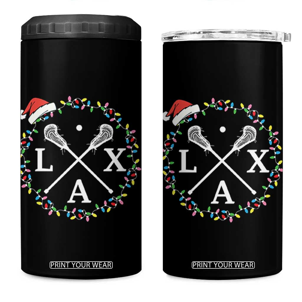 Funny Christmas Lacrosse Lax Stick Santa Hat 4 in 1 Can Cooler Tumbler TS11 One Size: 16 oz Black Print Your Wear