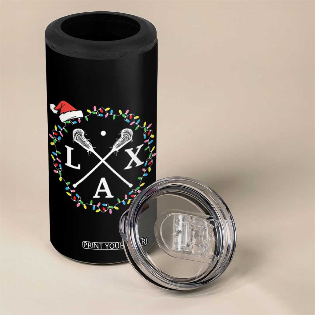 Funny Christmas Lacrosse Lax Stick Santa Hat 4 in 1 Can Cooler Tumbler TS11 Print Your Wear