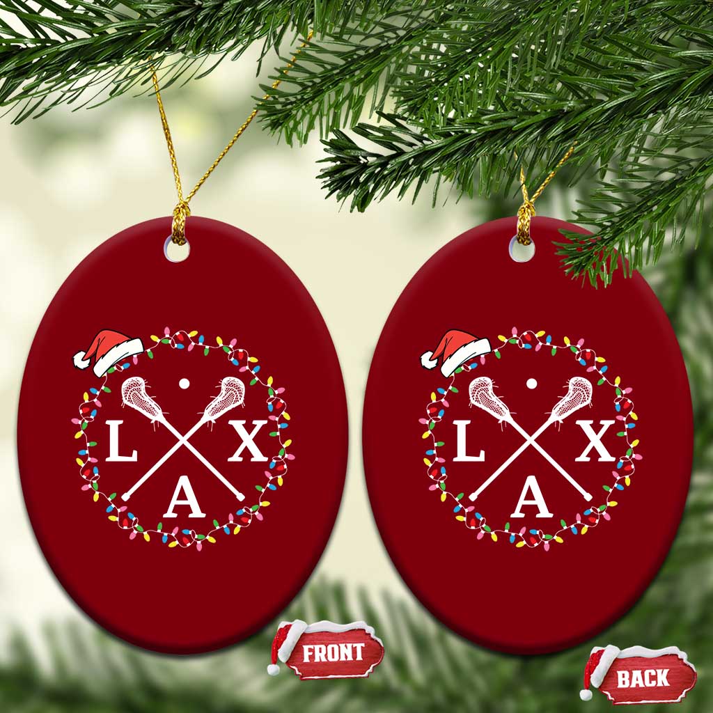 Funny Christmas Lacrosse Lax Stick Santa Hat Ceramic Ornament TS11 Print Your Wear