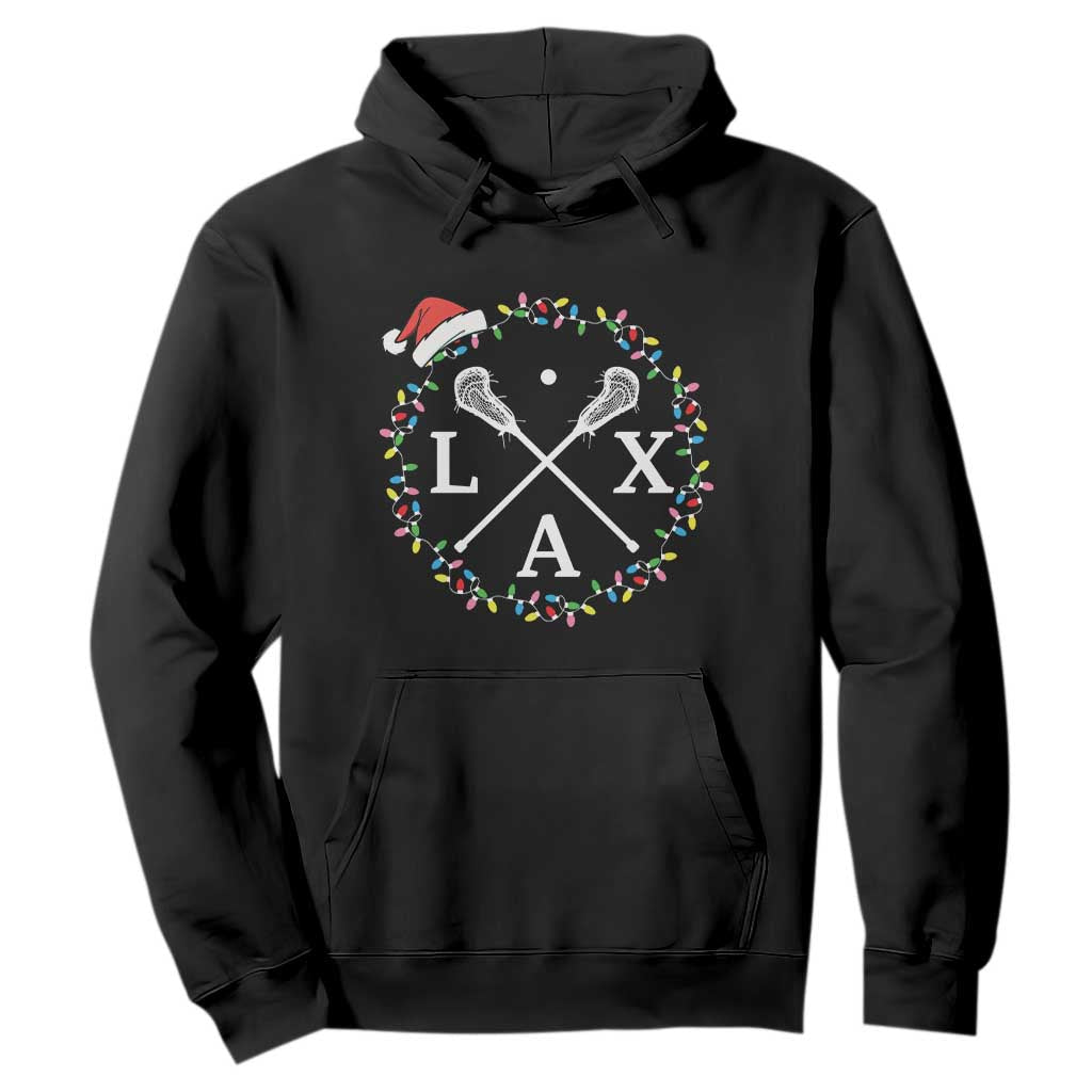 Funny Christmas Lacrosse Lax Stick Santa Hat Hoodie - Print Your Wear