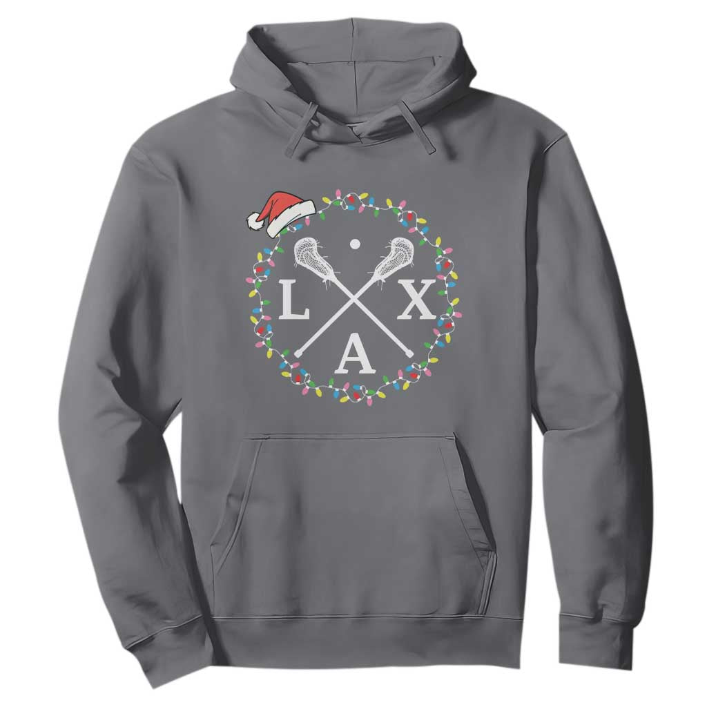 Funny Christmas Lacrosse Lax Stick Santa Hat Hoodie TS11 Charcoal Print Your Wear