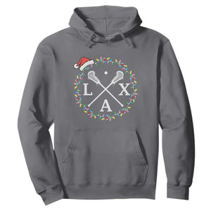 Funny Christmas Lacrosse Lax Stick Santa Hat Hoodie TS11 Charcoal Print Your Wear