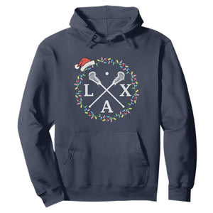 Funny Christmas Lacrosse Lax Stick Santa Hat Hoodie TS11 Navy Print Your Wear