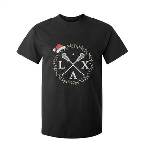 Funny Christmas Lacrosse Lax Stick Santa Hat T Shirt For Kid TS11 Black Print Your Wear