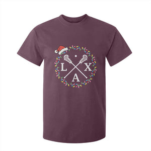 Funny Christmas Lacrosse Lax Stick Santa Hat T Shirt For Kid TS11 Maroon Print Your Wear