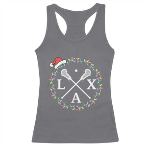 Funny Christmas Lacrosse Lax Stick Santa Hat Racerback Tank Top TS11 Charcoal Print Your Wear