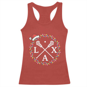 Funny Christmas Lacrosse Lax Stick Santa Hat Racerback Tank Top TS11 Red Print Your Wear