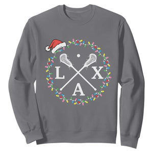 Funny Christmas Lacrosse Lax Stick Santa Hat Sweatshirt TS11 Charcoal Print Your Wear