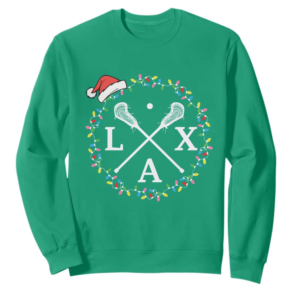 Funny Christmas Lacrosse Lax Stick Santa Hat Sweatshirt - Print Your Wear