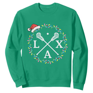 Funny Christmas Lacrosse Lax Stick Santa Hat Sweatshirt - Print Your Wear
