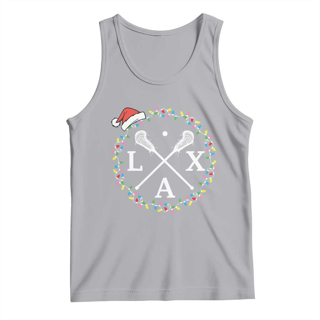 Funny Christmas Lacrosse Lax Stick Santa Hat Tank Top TS11 Athletic Heather Print Your Wear