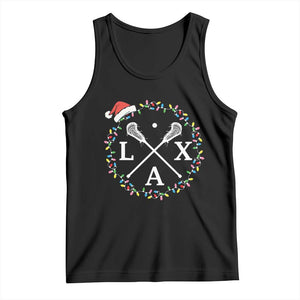 Funny Christmas Lacrosse Lax Stick Santa Hat Tank Top TS11 Black Print Your Wear