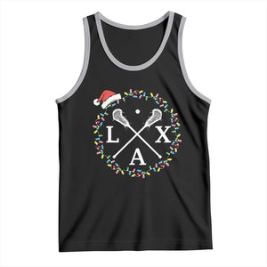 Funny Christmas Lacrosse Lax Stick Santa Hat Tank Top TS11 Black Athletic Heather Print Your Wear