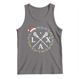 Funny Christmas Lacrosse Lax Stick Santa Hat Tank Top TS11 Deep Heather Print Your Wear