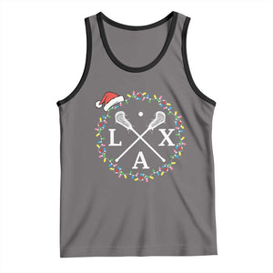 Funny Christmas Lacrosse Lax Stick Santa Hat Tank Top TS11 Deep Heather Black Print Your Wear