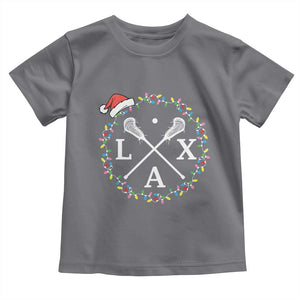 Funny Christmas Lacrosse Lax Stick Santa Hat Toddler T Shirt TS11 Charcoal Print Your Wear