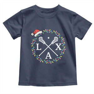 Funny Christmas Lacrosse Lax Stick Santa Hat Toddler T Shirt TS11 Navy Print Your Wear