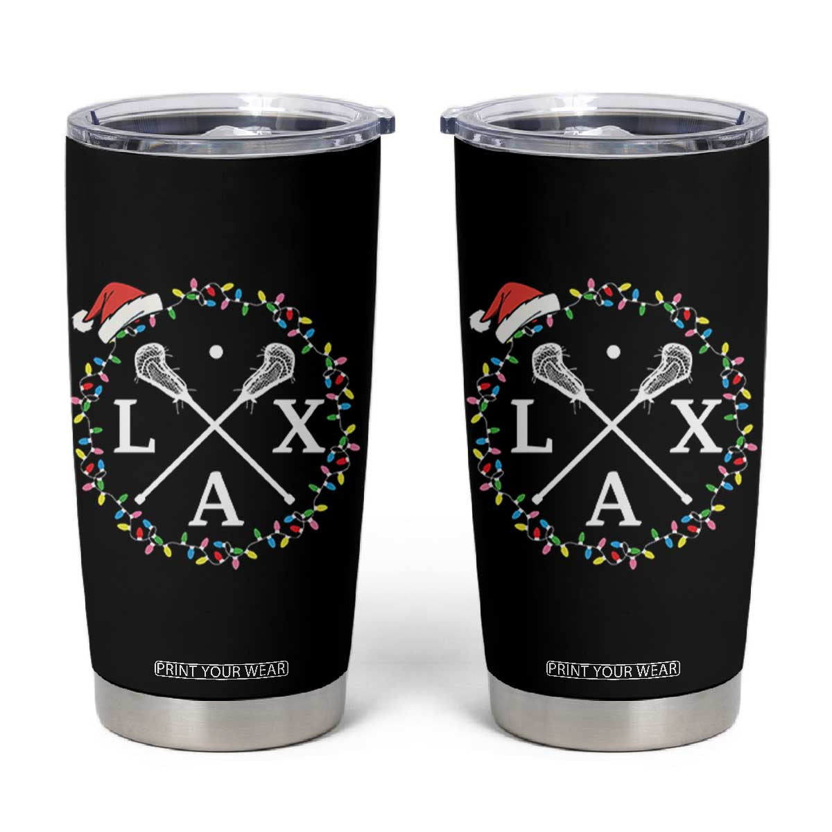 Funny Christmas Lacrosse Lax Stick Santa Hat Tumbler Cup TS11 Black Print Your Wear