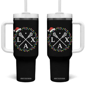 Funny Christmas Lacrosse Lax Stick Santa Hat Tumbler With Handle TS11 One Size: 40 oz Black Print Your Wear