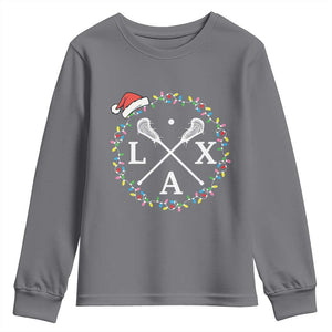 Funny Christmas Lacrosse Lax Stick Santa Hat Youth Sweatshirt TS11 Charcoal Print Your Wear