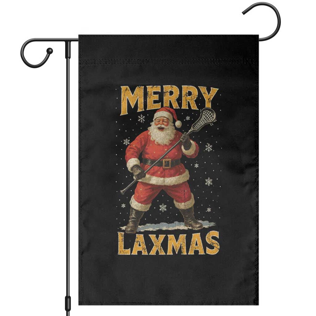 Funny Christmas Lacrosse Garden Flag Merry Laxmas Santa Lax Player TS11 Black Print Your Wear