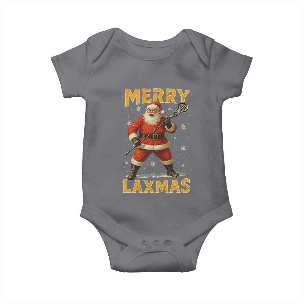 Funny Christmas Lacrosse Baby Onesie Merry Laxmas Santa Lax Player TS11 Charcoal Print Your Wear