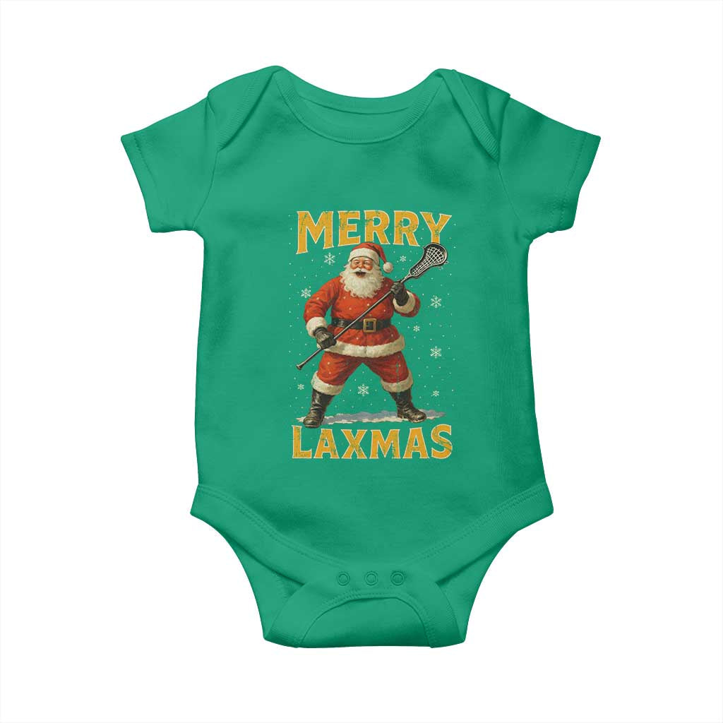 Funny Christmas Lacrosse Baby Onesie Merry Laxmas Santa Lax Player TS11 Irish Green Print Your Wear