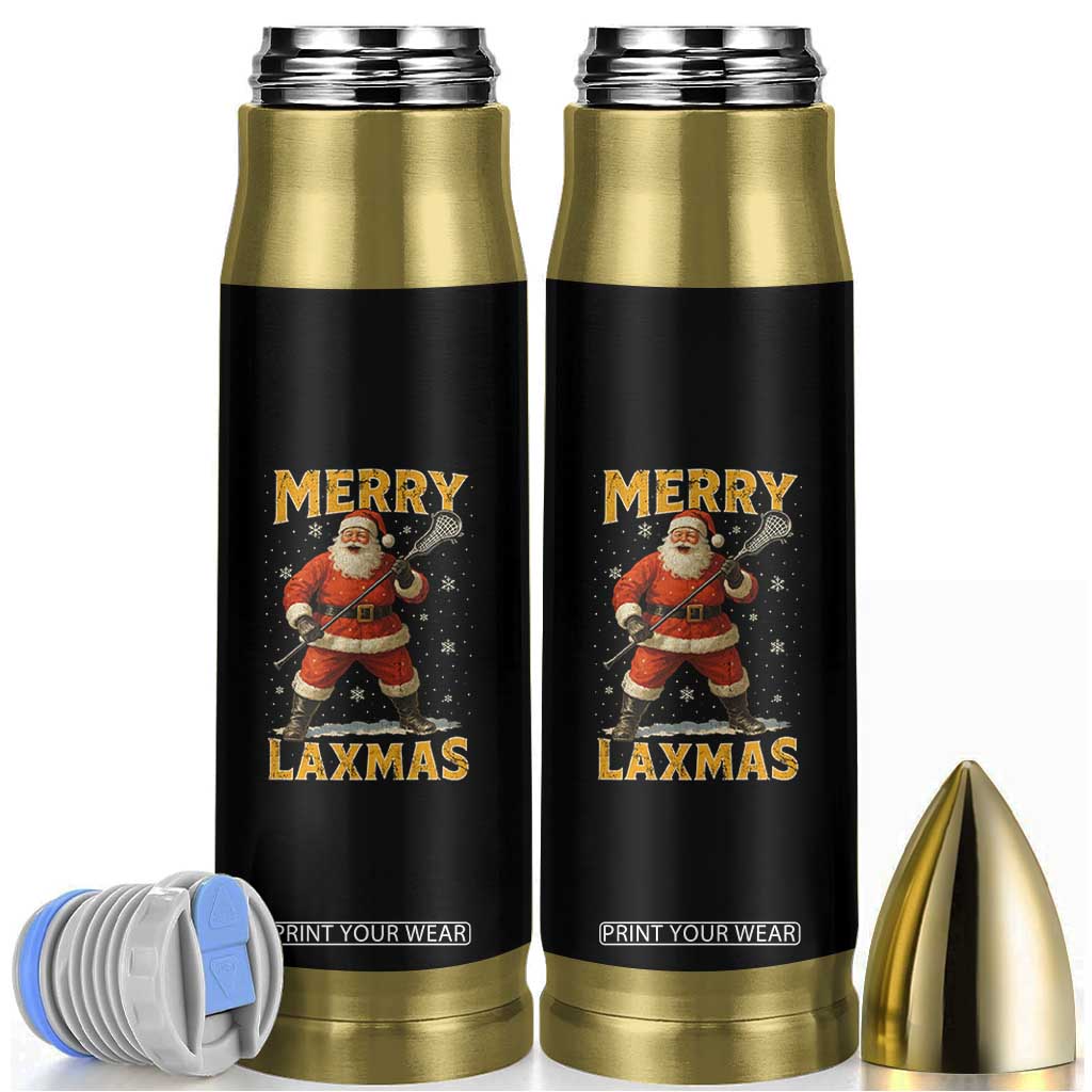 Funny Christmas Lacrosse Bullet Tumbler Merry Laxmas Santa Lax Player TS11 Black Print Your Wear