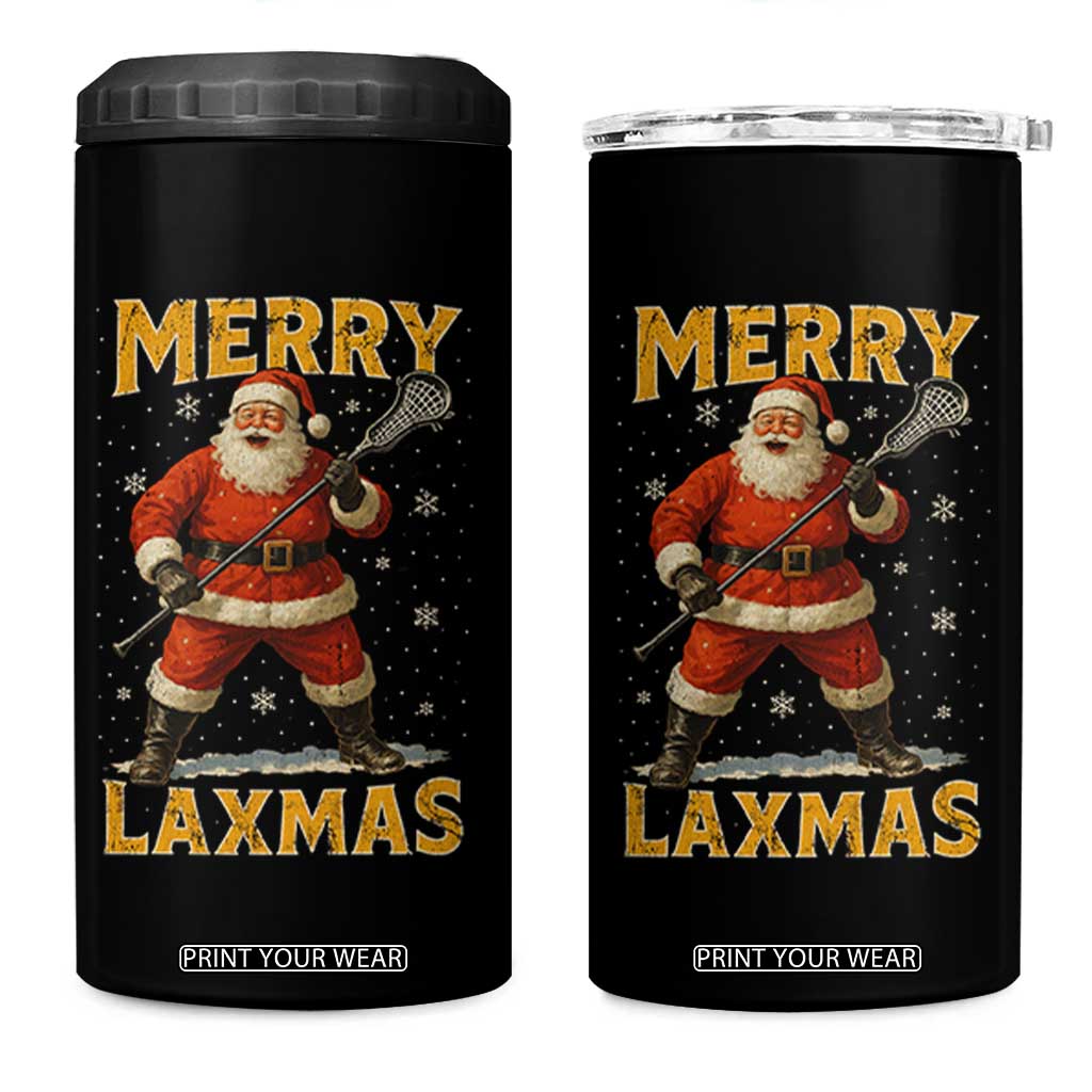 Funny Christmas Lacrosse 4 in 1 Can Cooler Tumbler Merry Laxmas Santa Lax Player TS11 One Size: 16 oz Black Print Your Wear