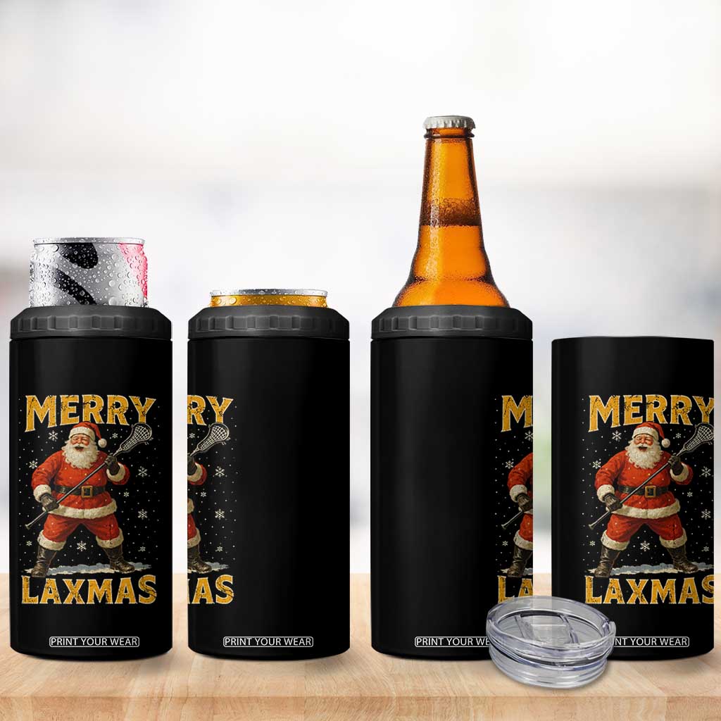 Funny Christmas Lacrosse 4 in 1 Can Cooler Tumbler Merry Laxmas Santa Lax Player TS11 Print Your Wear