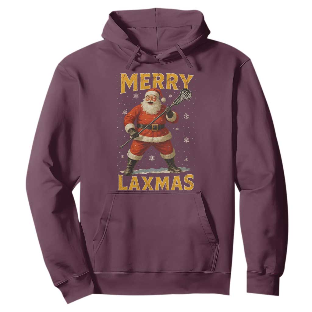 Funny Christmas Lacrosse Hoodie Merry Laxmas Santa Lax Player TS11 Maroon Print Your Wear