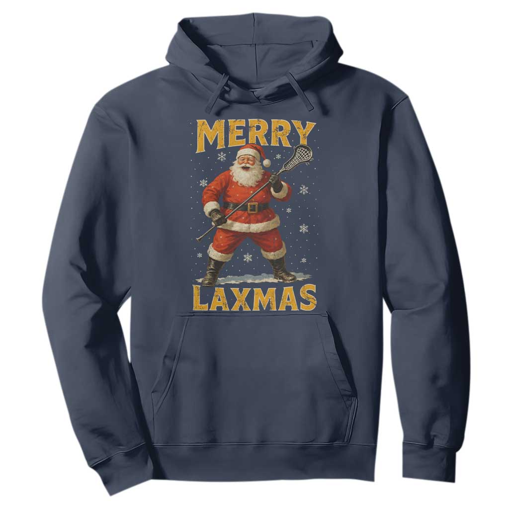 Funny Christmas Lacrosse Hoodie Merry Laxmas Santa Lax Player TS11 Navy Print Your Wear