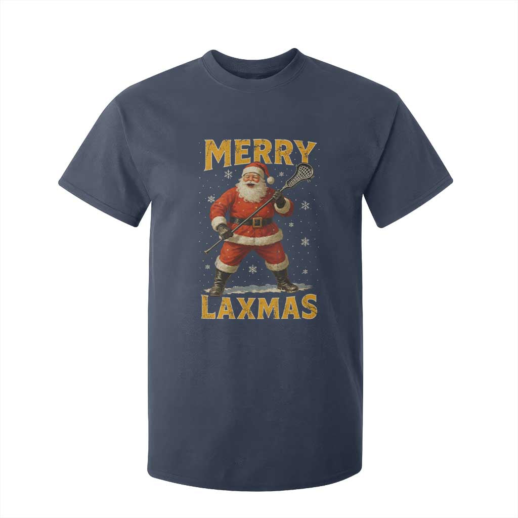 Funny Christmas Lacrosse T Shirt For Kid Merry Laxmas Santa Lax Player TS11 Navy Print Your Wear