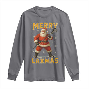 Funny Christmas Lacrosse Long Sleeve Shirt Merry Laxmas Santa Lax Player TS11 Charcoal Print Your Wear