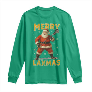 Funny Christmas Lacrosse Long Sleeve Shirt Merry Laxmas Santa Lax Player TS11 Irish Green Print Your Wear